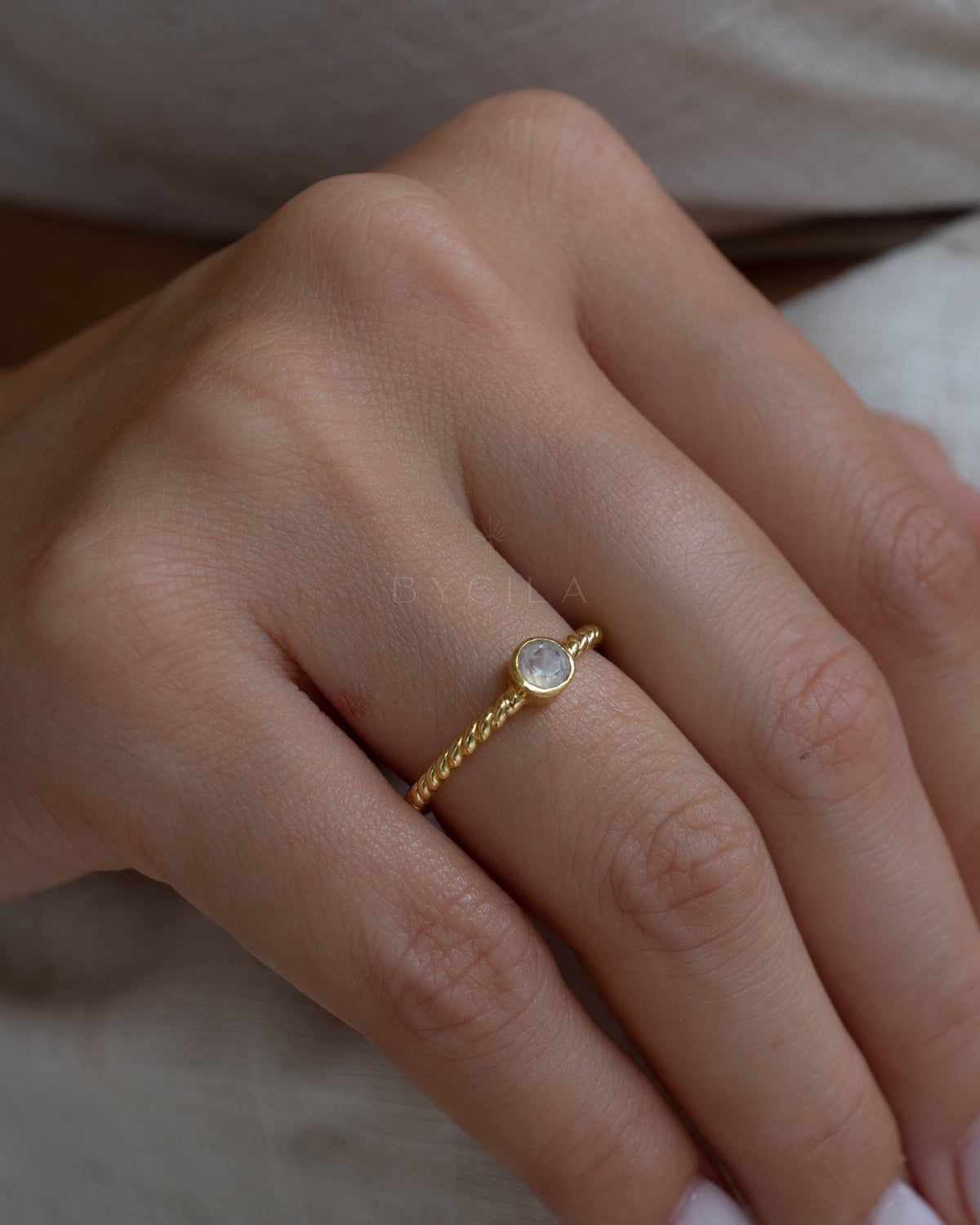 Juju Ring * Rainbow Moonstone * Gold Plated 18k * BJR331