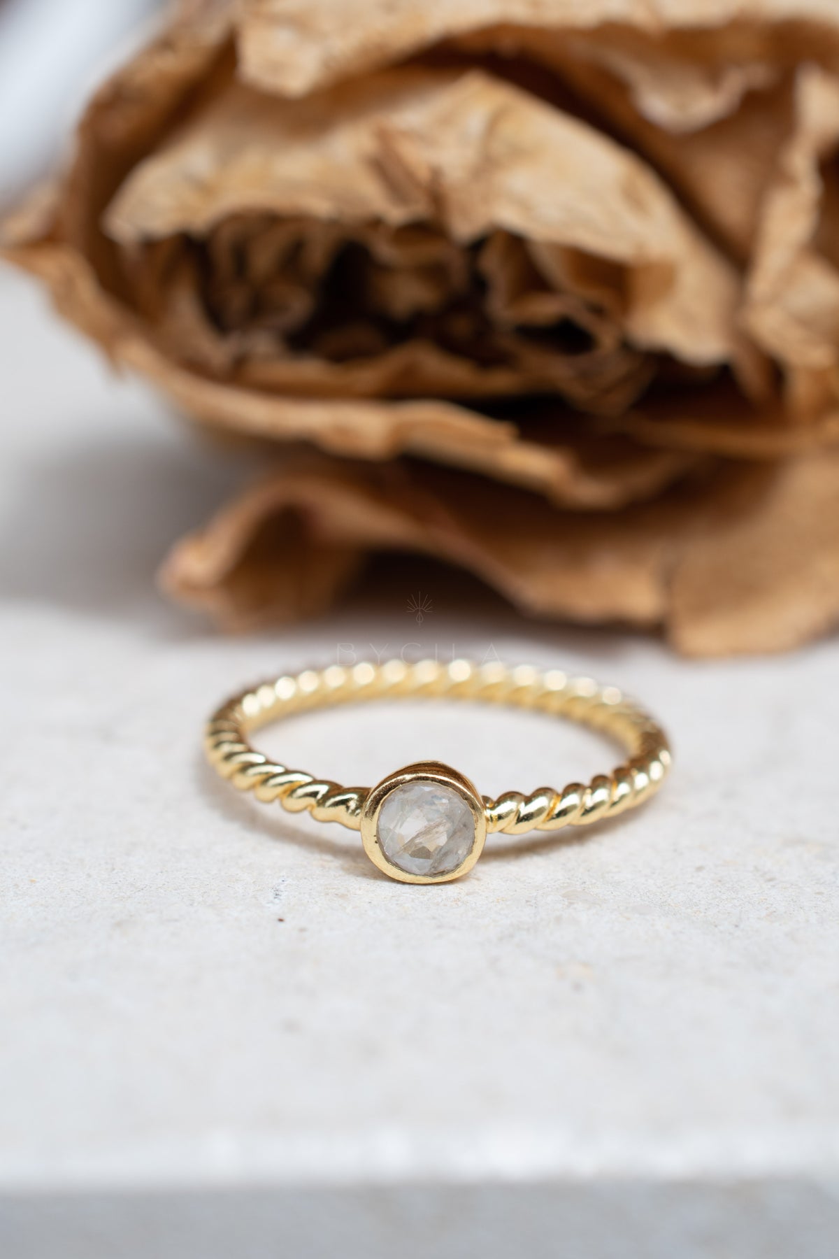 Juju Ring * Rainbow Moonstone * Gold Plated 18k * BJR331