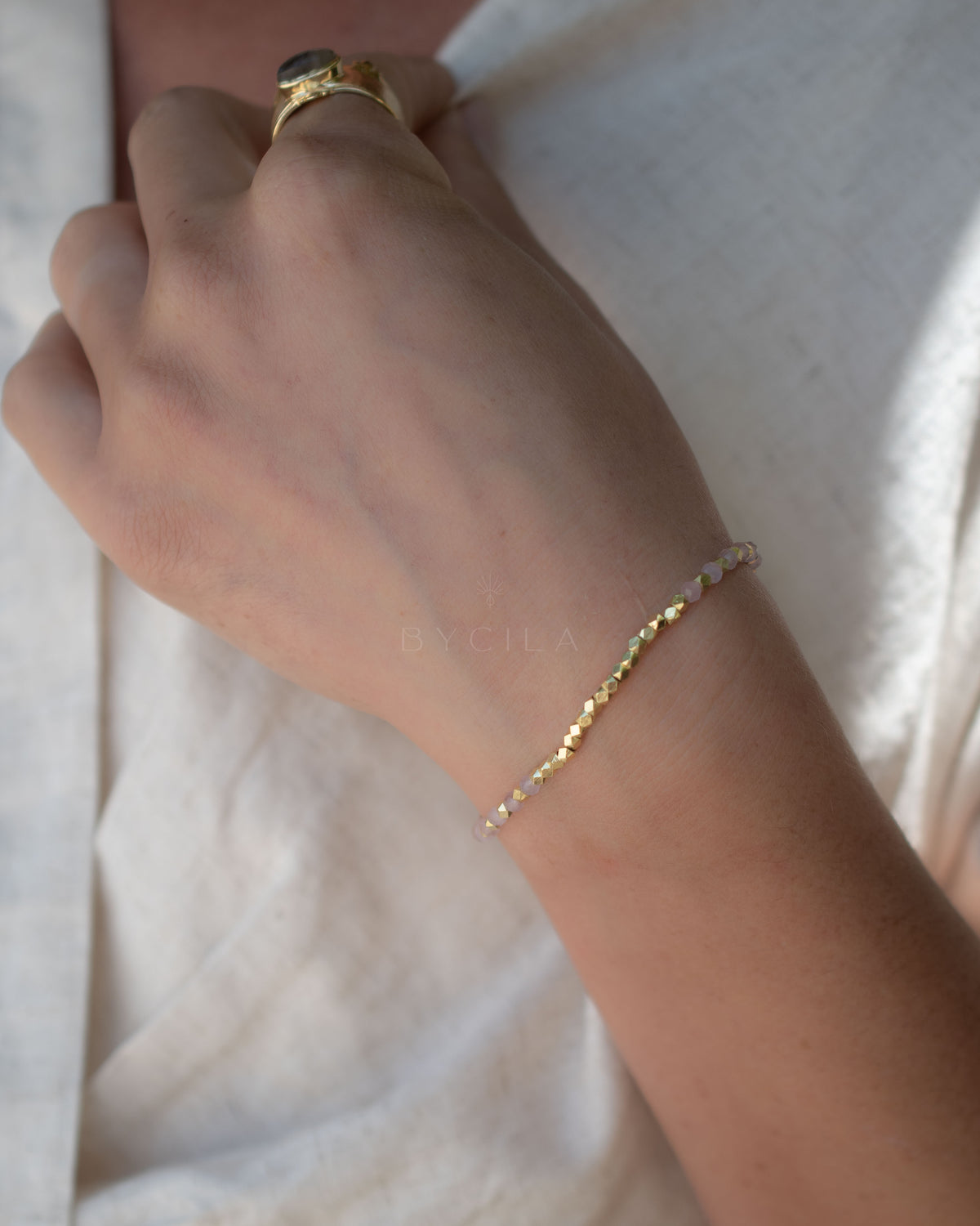 Clarisee Bracelet * Rose Quartz * Gold Plated * BJB076