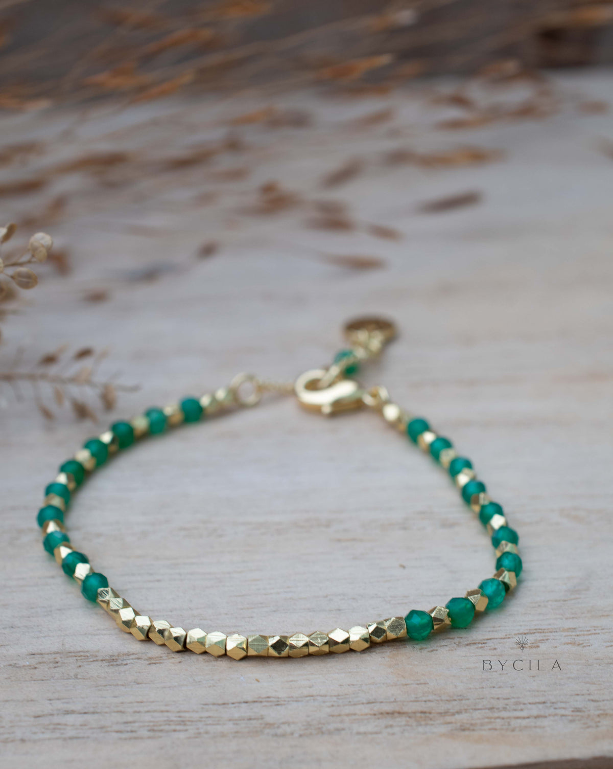 Clarisse Bracelet * Green Onyx * Gold Plated * BJB074