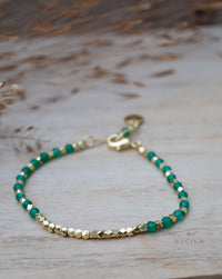 Clarisse Bracelet * Green Onyx * Gold Plated * BJB074
