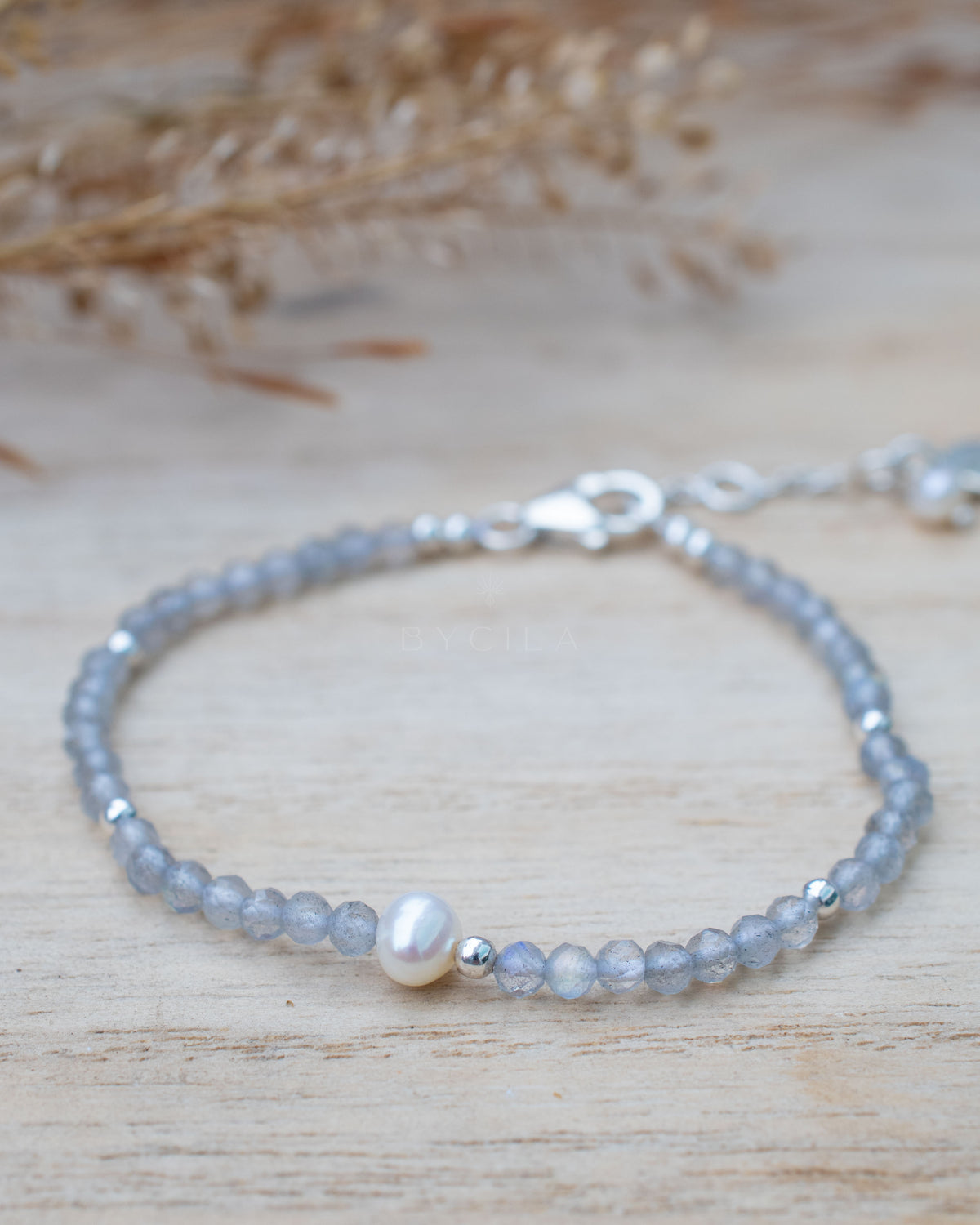 Jess Bracelet * Labradorite & Fresh Water Pearl * Gold Plated or Sterling Silver 925 * BJB068