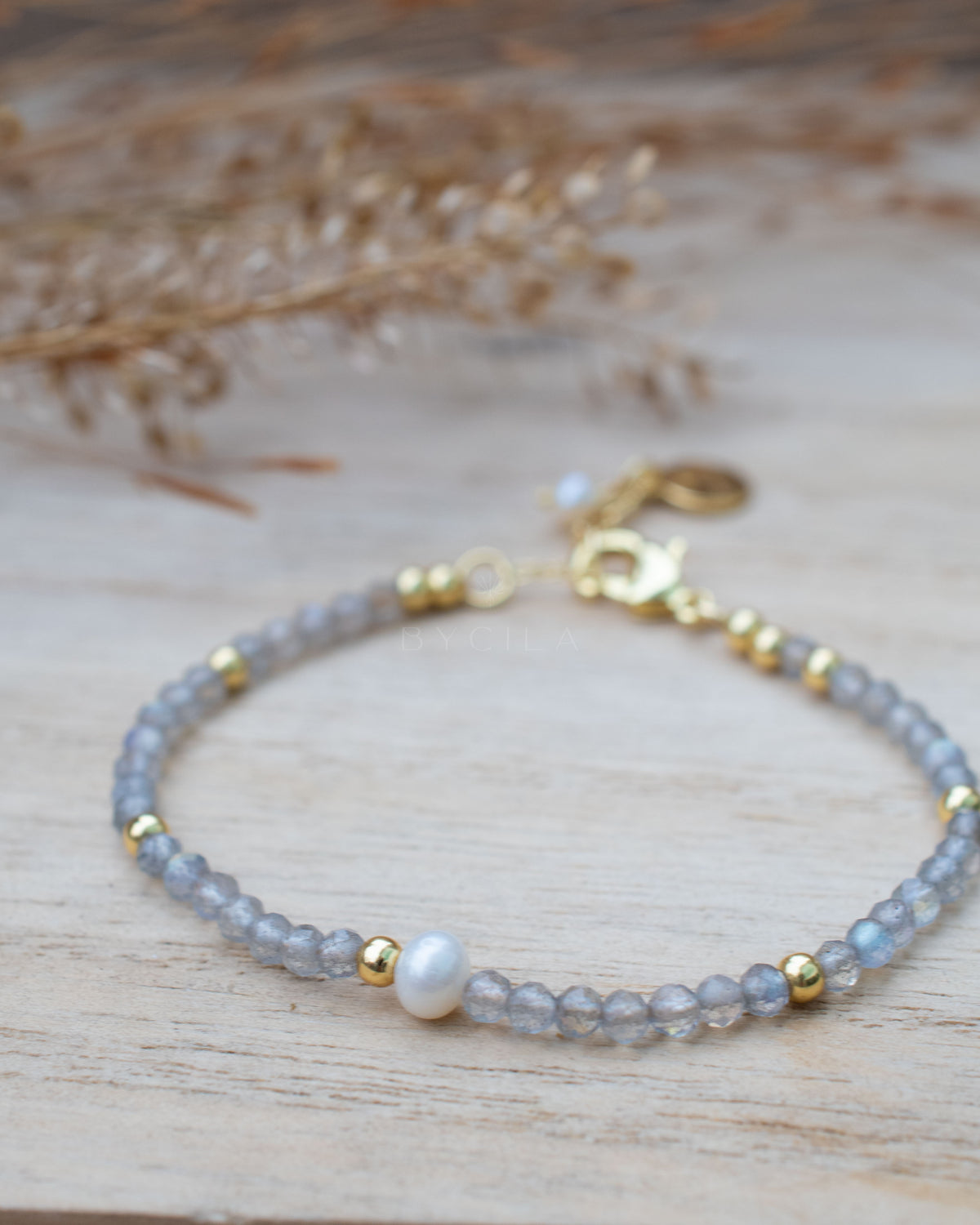 Jess Bracelet * Labradorite & Fresh Water Pearl * Gold Plated or Sterling Silver 925 * BJB068