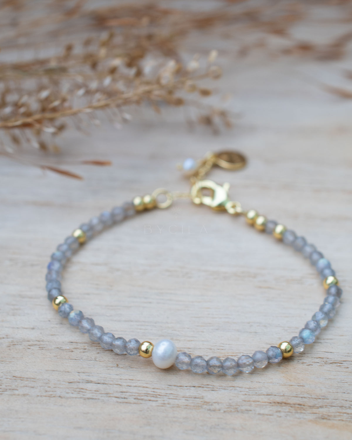 Jess Bracelet * Labradorite & Fresh Water Pearl * Gold Plated or Sterling Silver 925 * BJB068
