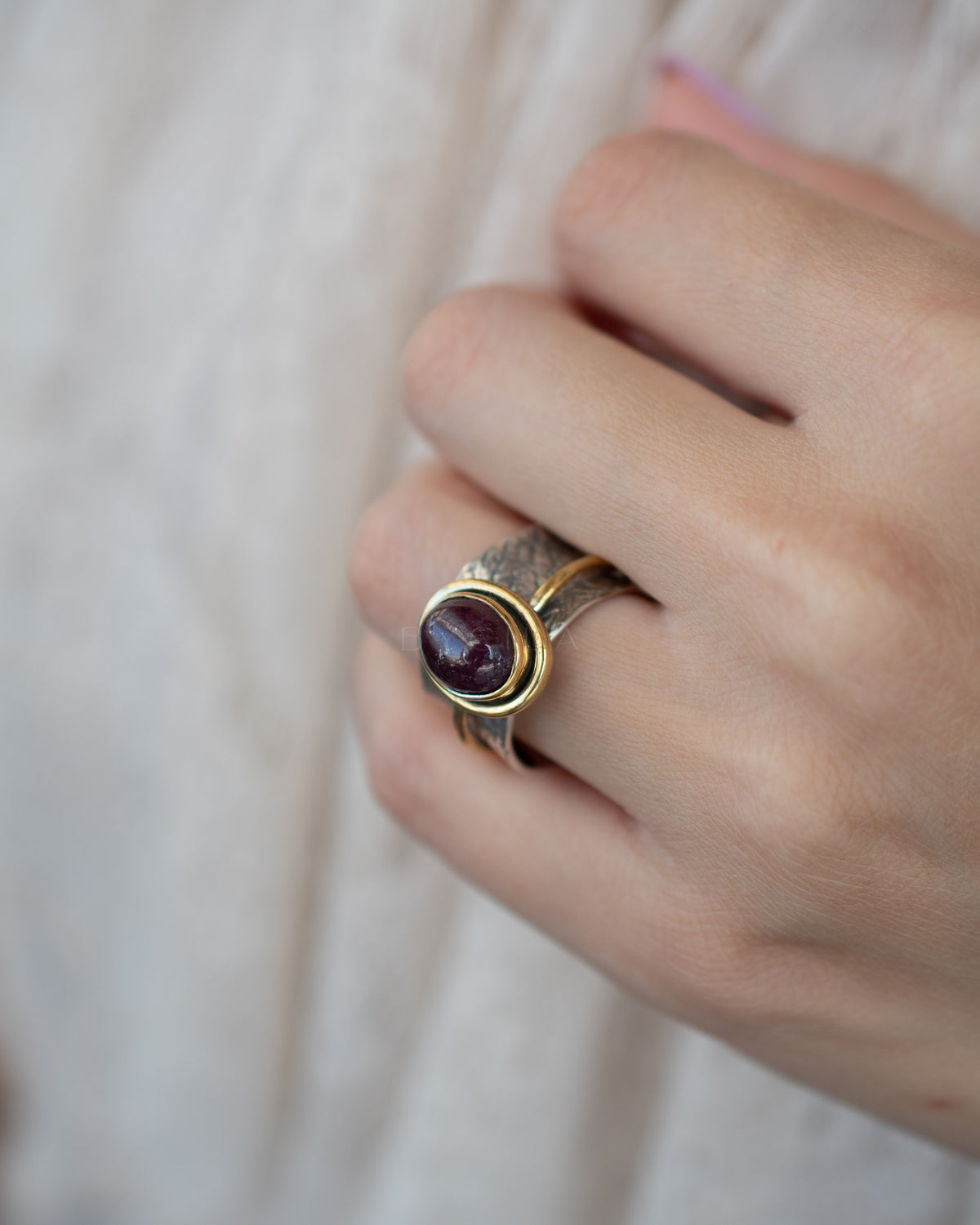 Cassie Ring * Ruby * Sterling Silver and Gold Plated over Sterling Silver * BJR206