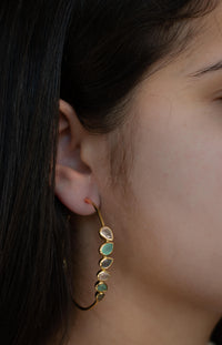 Nati Earrings * Labradorite, Aqua Chalcedony and Rose Quartz * Gold Plated 18k * BJE115