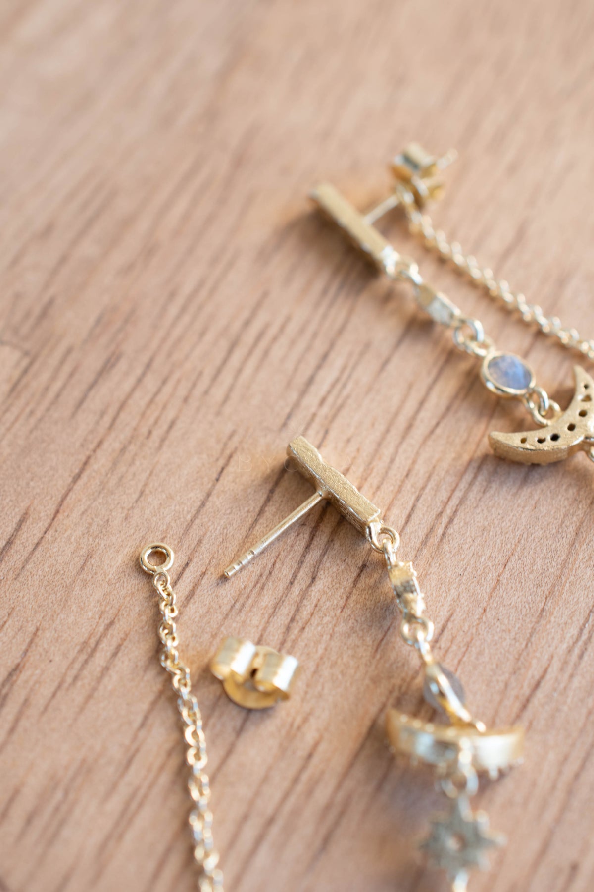 Blair Earrings * Labradorite & Cubic Zirconia * Gold Plated 18k * BJE226