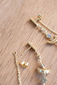 Blair Earrings * Labradorite & Cubic Zirconia * Gold Plated 18k * BJE226