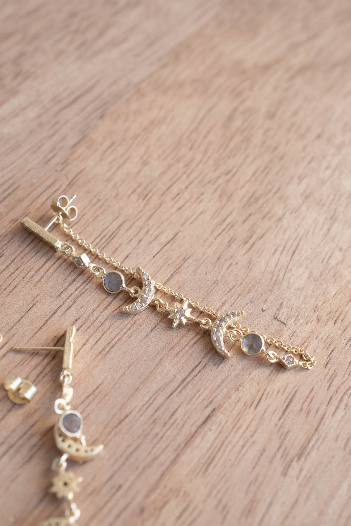 Blair Earrings * Labradorite & Cubic Zirconia * Gold Plated 18k * BJE226