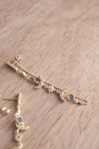 Blair Earrings * Labradorite & Cubic Zirconia * Gold Plated 18k * BJE226
