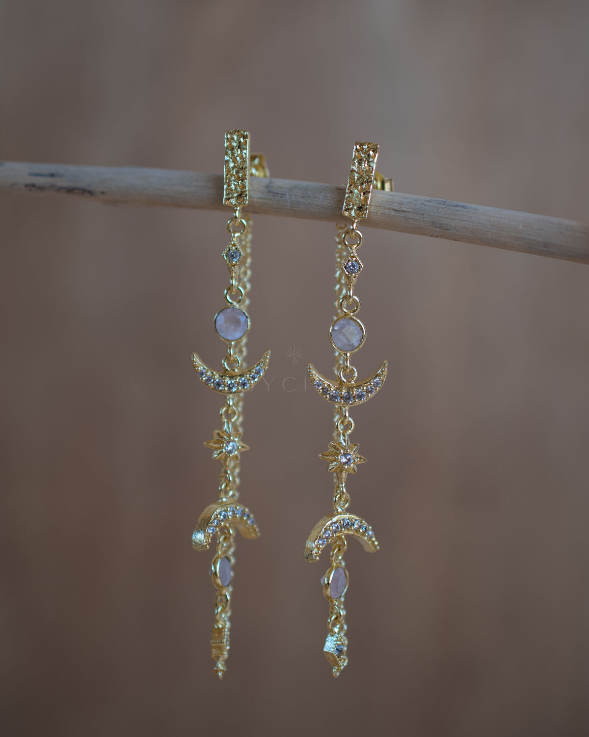 Blair Earrings * Rose Quartz & Zirconia * Gold Plated 18k * BJE227
