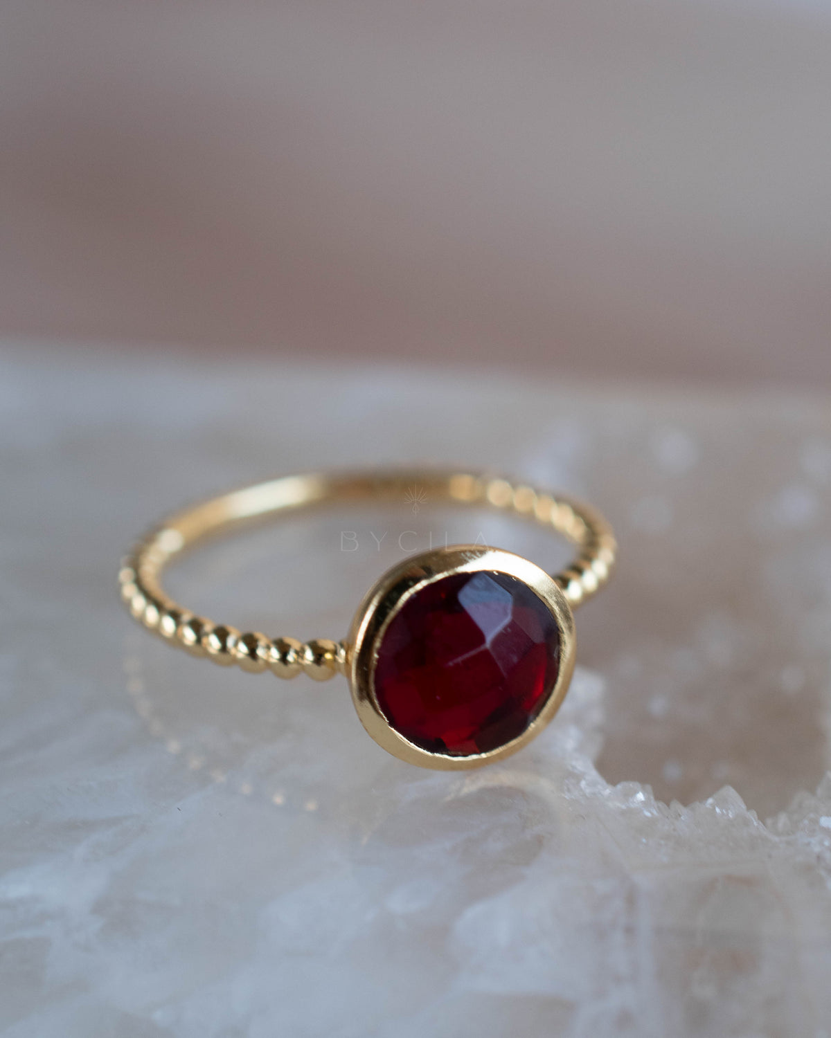 Tessy Ring * Garnet Hydro* Gold Plated 18k * BJR334