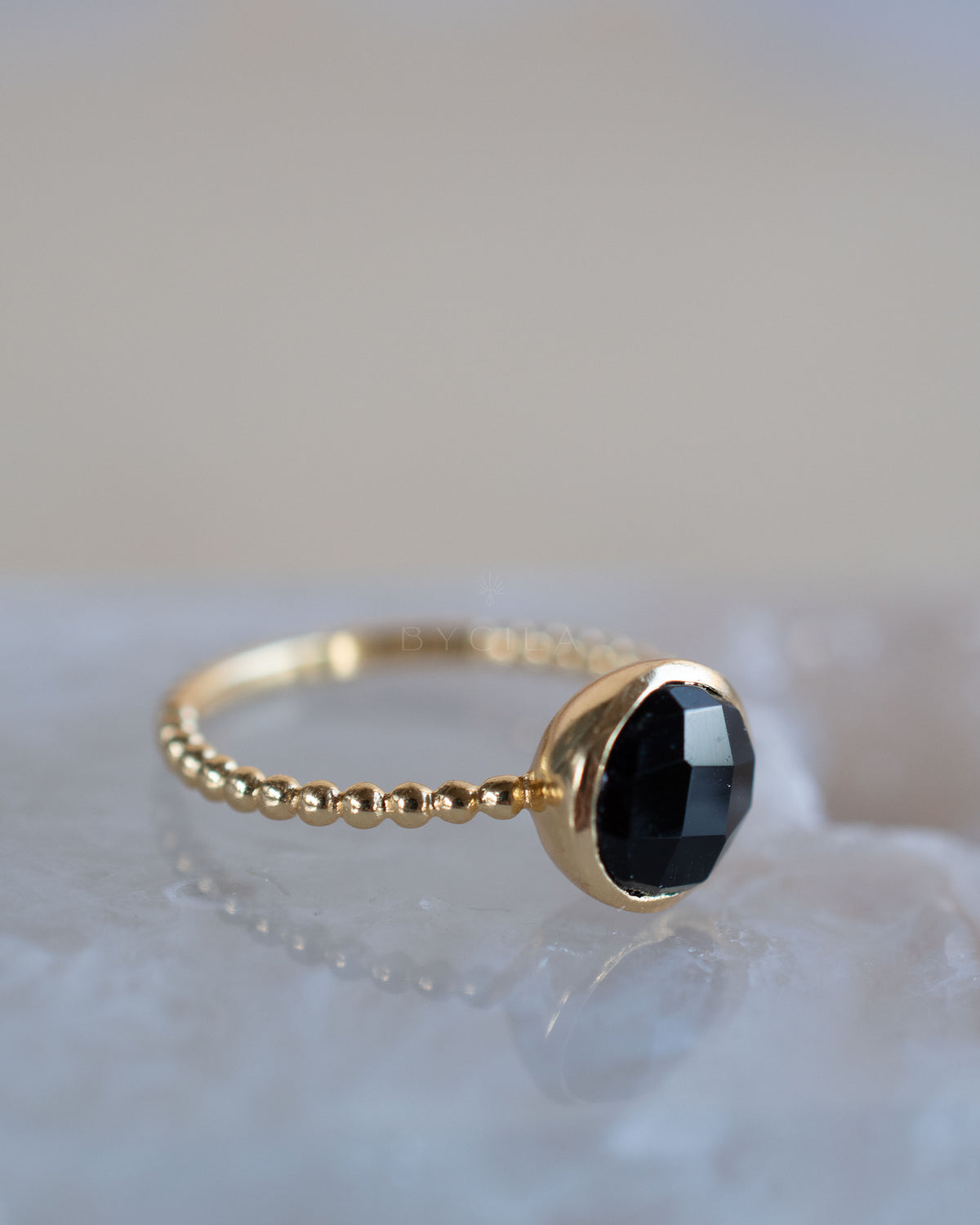 Tessy Ring * Black Onyx * Gold Plated * BJR339