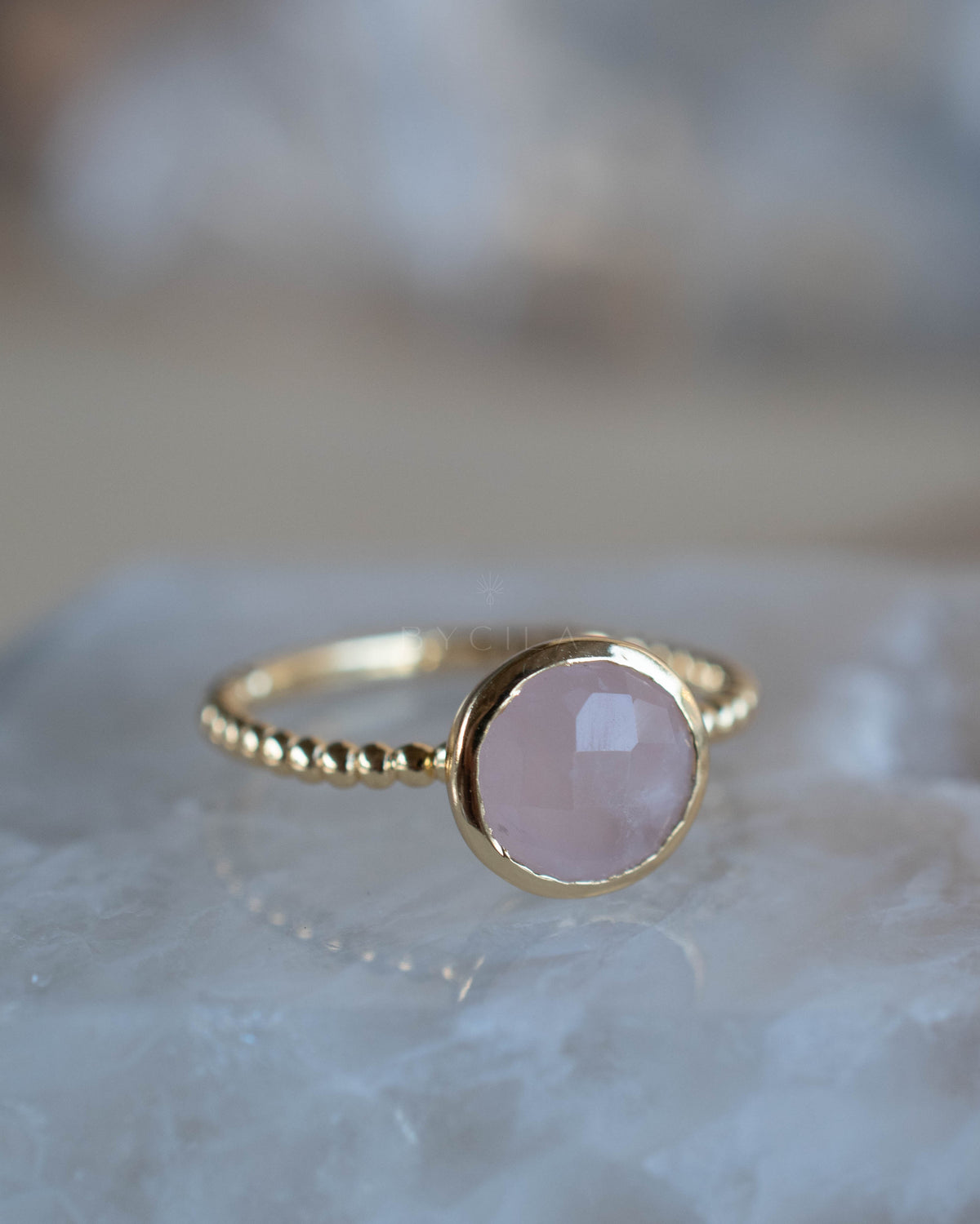 Tessy Ring * Rose Quartz * Gold Plated 18K * BJR337