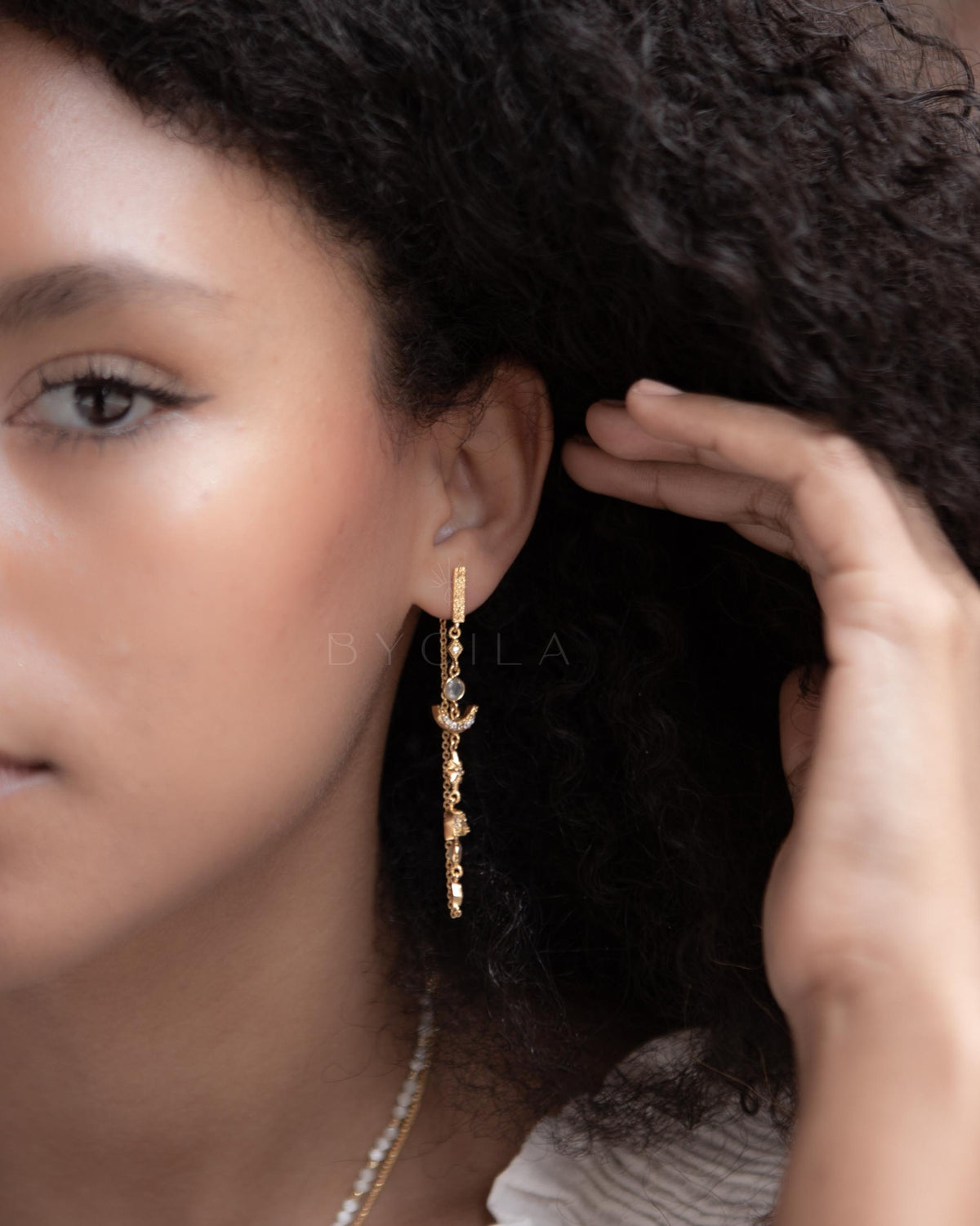 Blair Earrings * Moonstone & Cubic Zirconia * Gold Plated 18k * BJE225