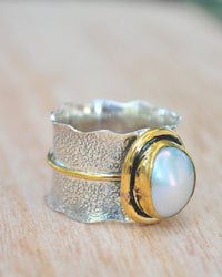 Cassie Ring * Fresh Water Pearl * Sterling Silver and Gold Plated * BJR287 * Bycila