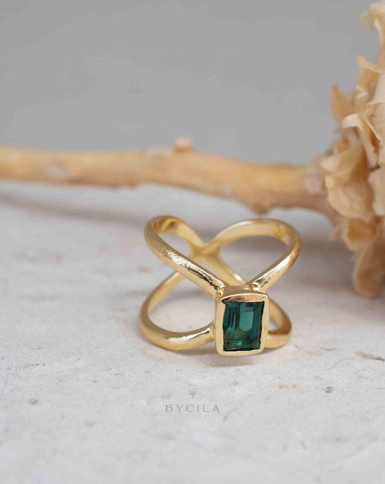 Green Tourmaline hydro Ring * 18k Gold Plated Ring * Statement Ring * handmade * Modern Ring * Boho * BJR317