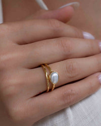 Fresh Water Pearl Ring * Gold Plated Ring * Statement Ring *Gemstone Ring * Wedding Ring * Geometric * BJR327