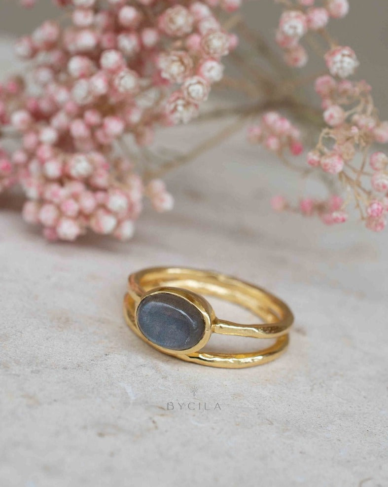Rainbow Labradorite Ring * Gold Ring * Gemstone * Gold Plated * Statement *Bridal *Wedding * Natural * Thin *Handmade BJR325
