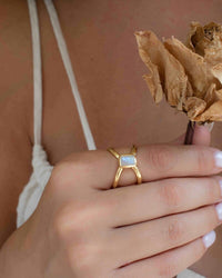 Moonstone Gold Plated Ring * Statement Ring * Gemstone Ring * Rainbow Moonstone * Gold Ring * BJR318