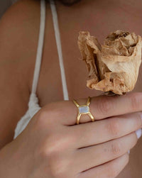 Moonstone Gold Plated Ring * Statement Ring * Gemstone Ring * Rainbow Moonstone * Gold Ring * BJR318
