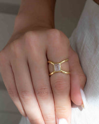 Rose Quartz Ring * 18k Gold Plated Ring * Statement Ring * Gemstone Ring * Pink * Bridal Ring * Wedding Ring *Organic Ring * Natural *BJR316