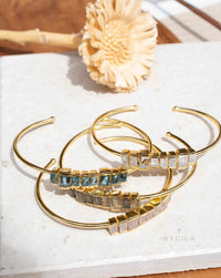 Moonstone Bangle Bracelet * Gold Plated * Gemstone * Gypsy * Hippie * Adjustable * Statement * Stacking * Layering * BJB047