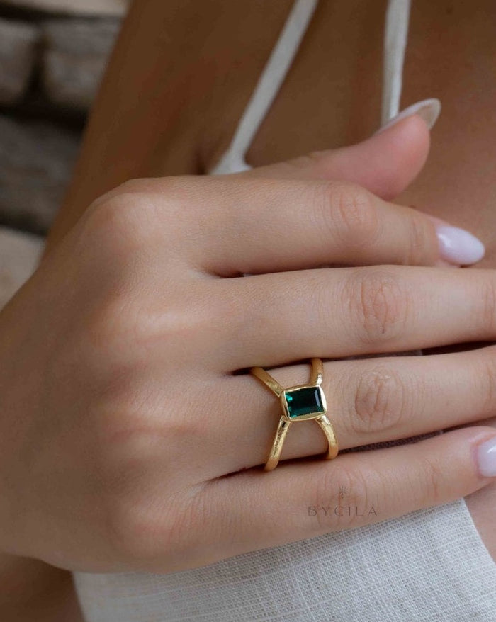Green Tourmaline hydro Ring * 18k Gold Plated Ring * Statement Ring * handmade * Modern Ring * Boho * BJR317