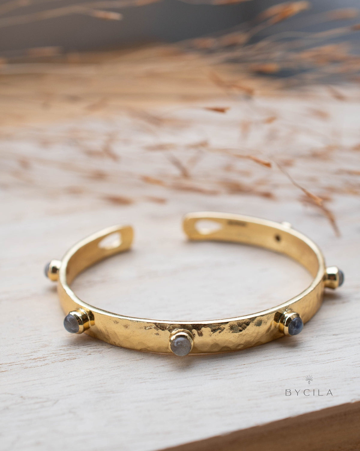 Labradorite Bangle Bracelet * Gold Plated * Gemstone * Gypsy * Hippie * Adjustable * Statement * Stacking * Layering *BJB060
