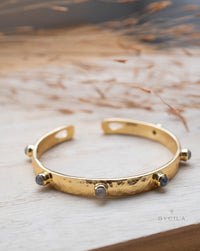 Labradorite Bangle Bracelet * Gold Plated * Gemstone * Gypsy * Hippie * Adjustable * Statement * Stacking * Layering *BJB060