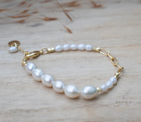 Fresh Water Pearl beads Bracelet * Boho Bracelet * Gold Plated * Modern * Layered * BJB065