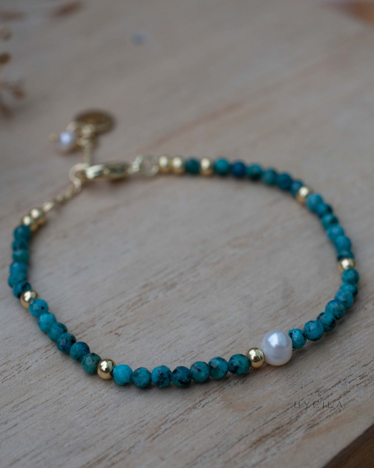 Turquoise & Pearl Bead Bracelet * Gold Plated or Sterling Silver 925* Handmade * Layered * Gemstone * Birthstone * Gift for Her *BJB066