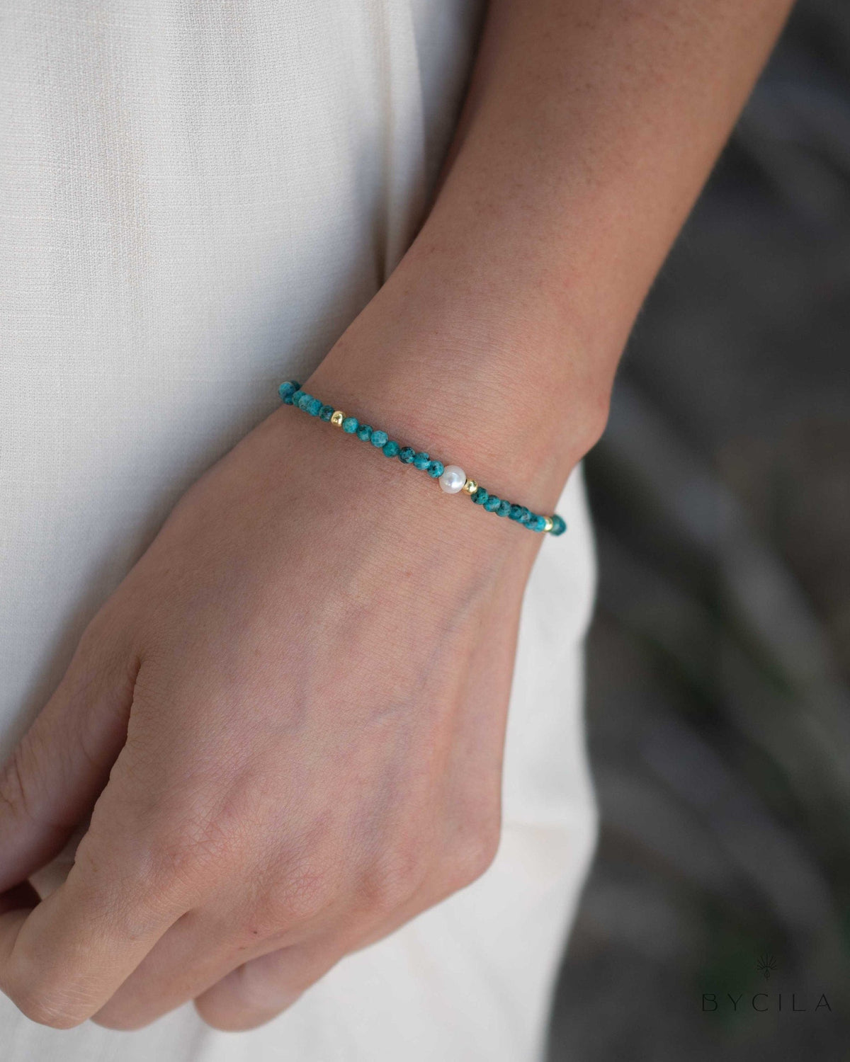 Turquoise & Pearl Bead Bracelet * Gold Plated or Sterling Silver 925* Handmade * Layered * Gemstone * Birthstone * Gift for Her *BJB066