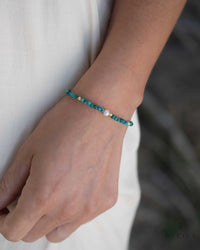Turquoise & Pearl Bead Bracelet * Gold Plated or Sterling Silver 925* Handmade * Layered * Gemstone * Birthstone * Gift for Her *BJB066