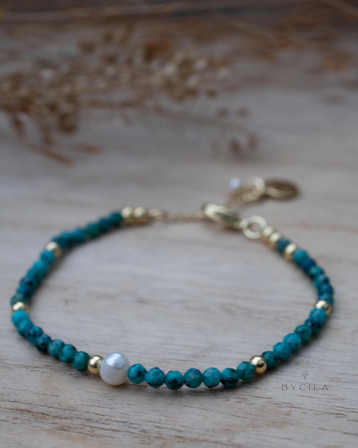 Turquoise & Pearl Bead Bracelet * Gold Plated or Sterling Silver 925* Handmade * Layered * Gemstone * Birthstone * Gift for Her *BJB066