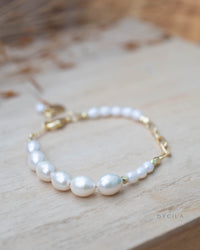 Fresh Water Pearl beads Bracelet * Boho Bracelet * Gold Plated * Modern * Layered * BJB065