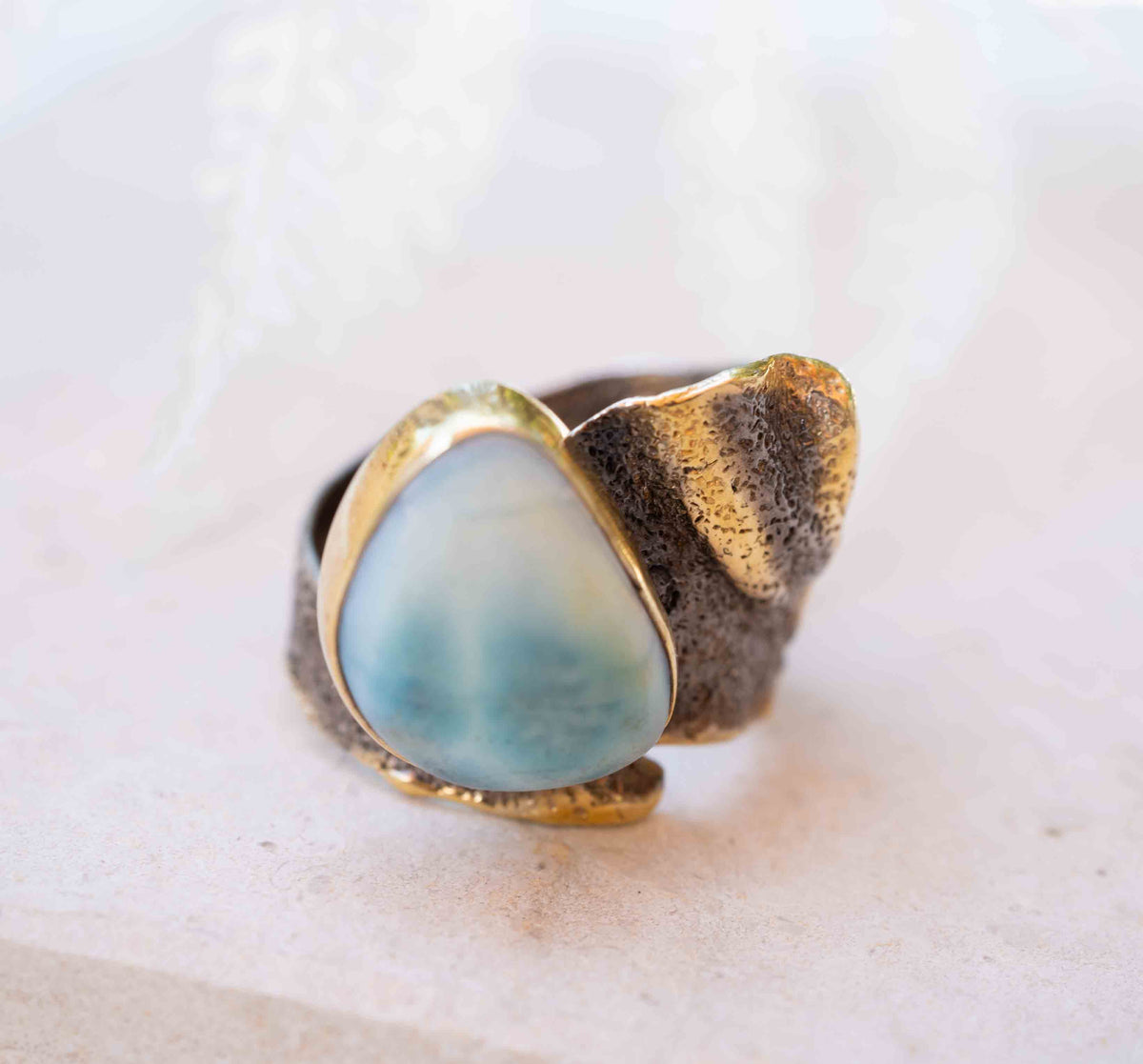 Aergul Adjustable Ring * Larimar * Sterling Silver 925 *SBJR039