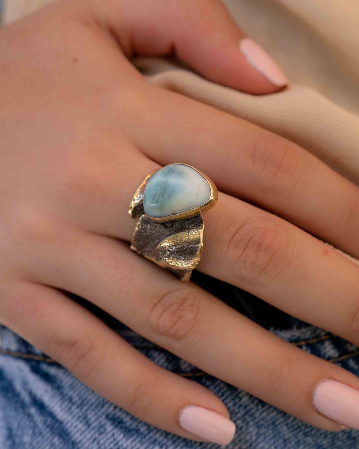 Aergul Adjustable Ring * Larimar * Sterling Silver 925 *SBJR039