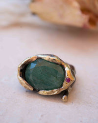 Handan Ring * Emerald & Ruby * Sterling Silver 925 oxidized * SBJR041