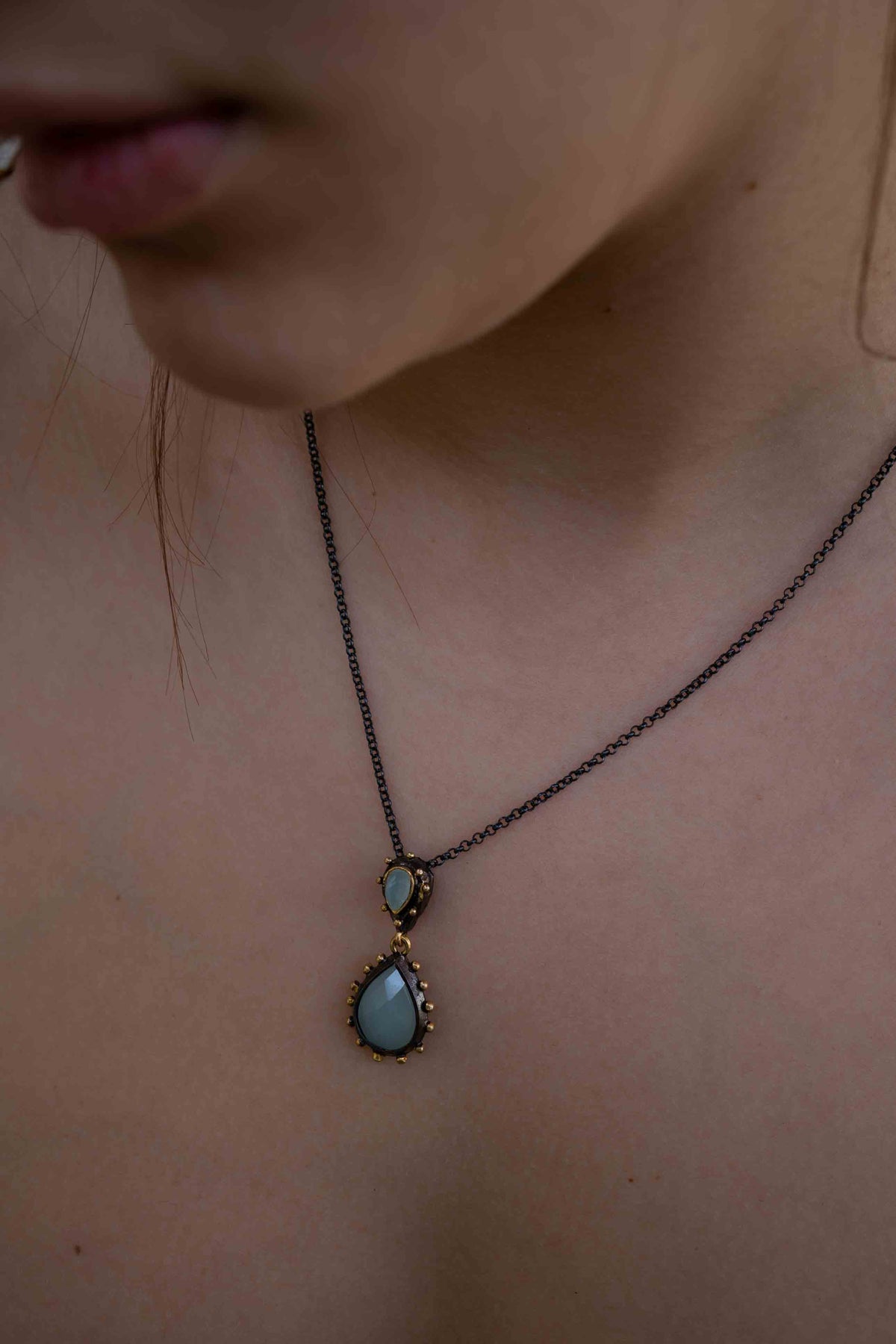 Sonye Necklace* Blue topaz hydro, Peridot hydro, Amethyst hydro, Aqua Chalcedony hydro * Sterling Silver 925 *SBJN005