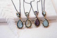 Sonye Necklace* Blue topaz hydro, Peridot hydro, Amethyst hydro, Aqua Chalcedony hydro * Sterling Silver 925 *SBJN005