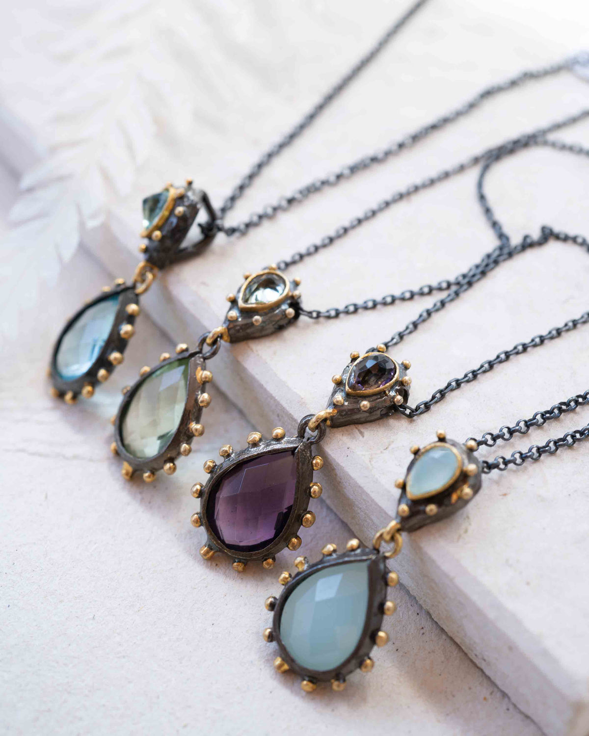 Sonye Necklace* Blue topaz hydro, Peridot hydro, Amethyst hydro, Aqua Chalcedony hydro * Sterling Silver 925 *SBJN005