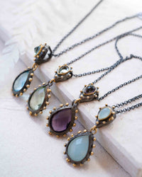 Sonye Necklace* Blue topaz hydro, Peridot hydro, Amethyst hydro, Aqua Chalcedony hydro * Sterling Silver 925 *SBJN005