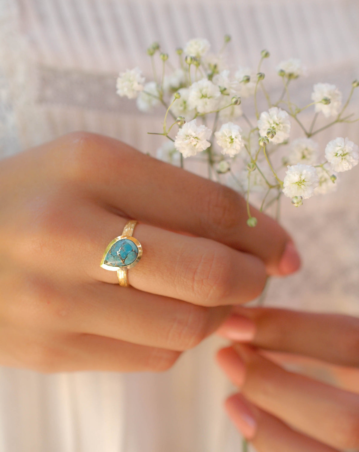 Beatriz Ring * Copper Turquoise * Gold Plated 18k * SBJR128 * Bycila