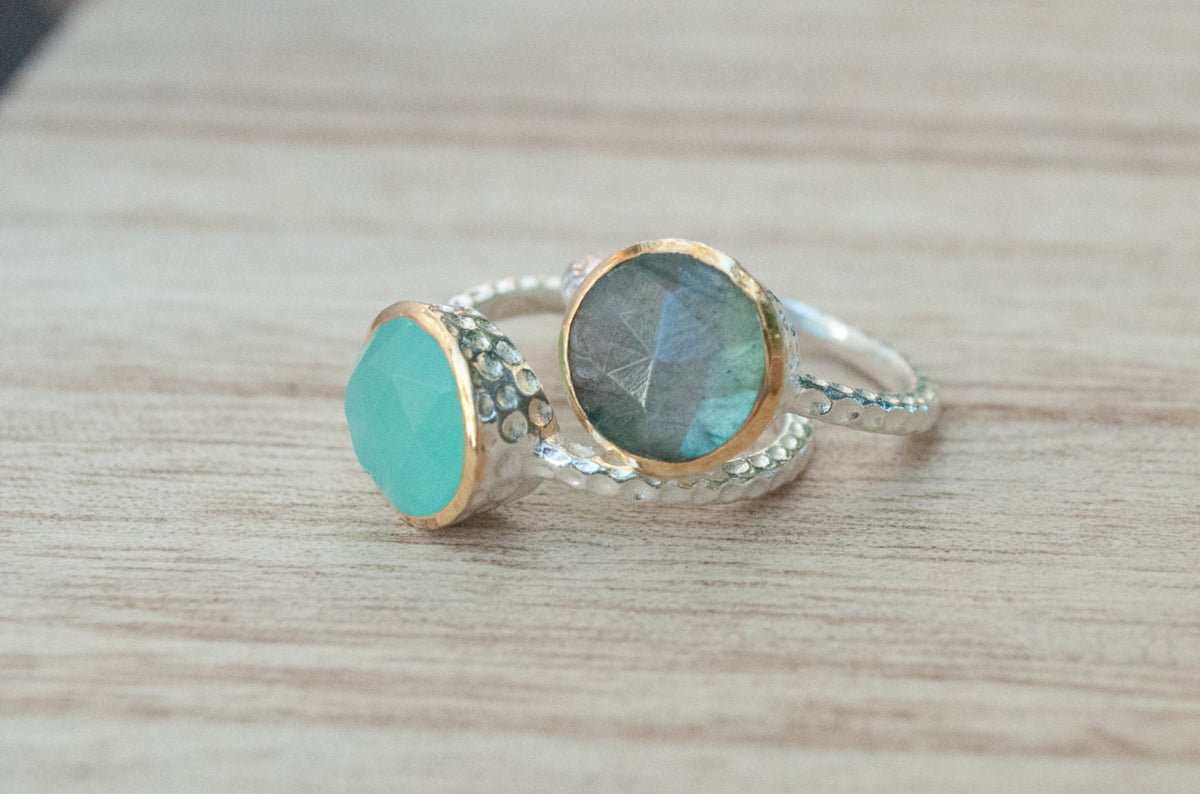 Teal Chalcedony Ring * Aqua * Sterling Silver 925 * Jewelry * Boho * Bycila * Gemstone * Bridal * Bridesmaid Gift * Solitaire * BJR078
