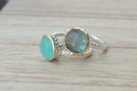 Teal Chalcedony Ring * Aqua * Sterling Silver 925 * Jewelry * Boho * Bycila * Gemstone * Bridal * Bridesmaid Gift * Solitaire * BJR078