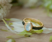 Moonstone Ring * Aqua * Statement Ring *Mix Metals Ring *Gold Ring * Boho * Jewelry * Bycila * Bohemian * BJR045