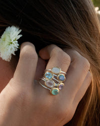 Gemstone Ring * Silver Ring * Blue Topaz * Teal Chalcedony * Moonstone * Amethyst * Labradorite * Stackable * Aqua * Rose Quartz * BJR080