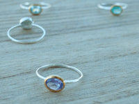 Gemstone Ring * Silver Ring * Blue Topaz * Teal Chalcedony * Moonstone * Amethyst * Labradorite * Stackable * Aqua * Rose Quartz * BJR080