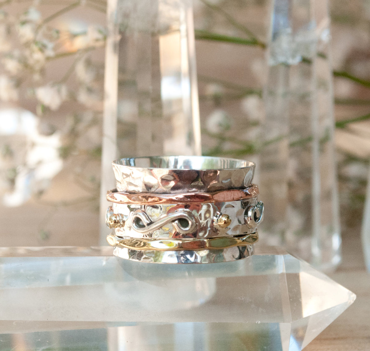 Spinning Ring * Meditation * Spinner * Spin * Anxiety * Hammered * Concave* Sterling Silver * Bronze* Jewelry* Bycila* Gift for Her *BJS006